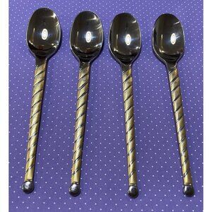 Cambridge Uptown Frosted Twist Ball Tip Stainless Gold Silver Teaspoons Set Of 4
